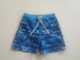 Islander Boys Blue tropical fish design print swim trunks size 6/7