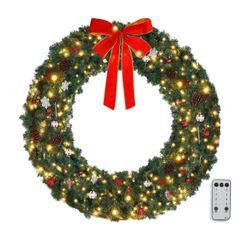 48 Inch Pre-lit Artificial Christmas Wreath(CH052)