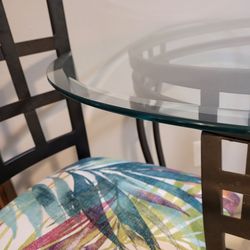 Versatile 36" Beveled  Glass Top Bistro Table And Matching Chair Set