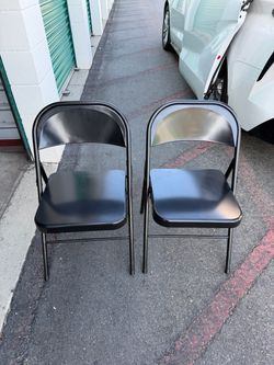 Mainstays Black Steel Folding Chair Portable Metal Chair Space Saving Seating