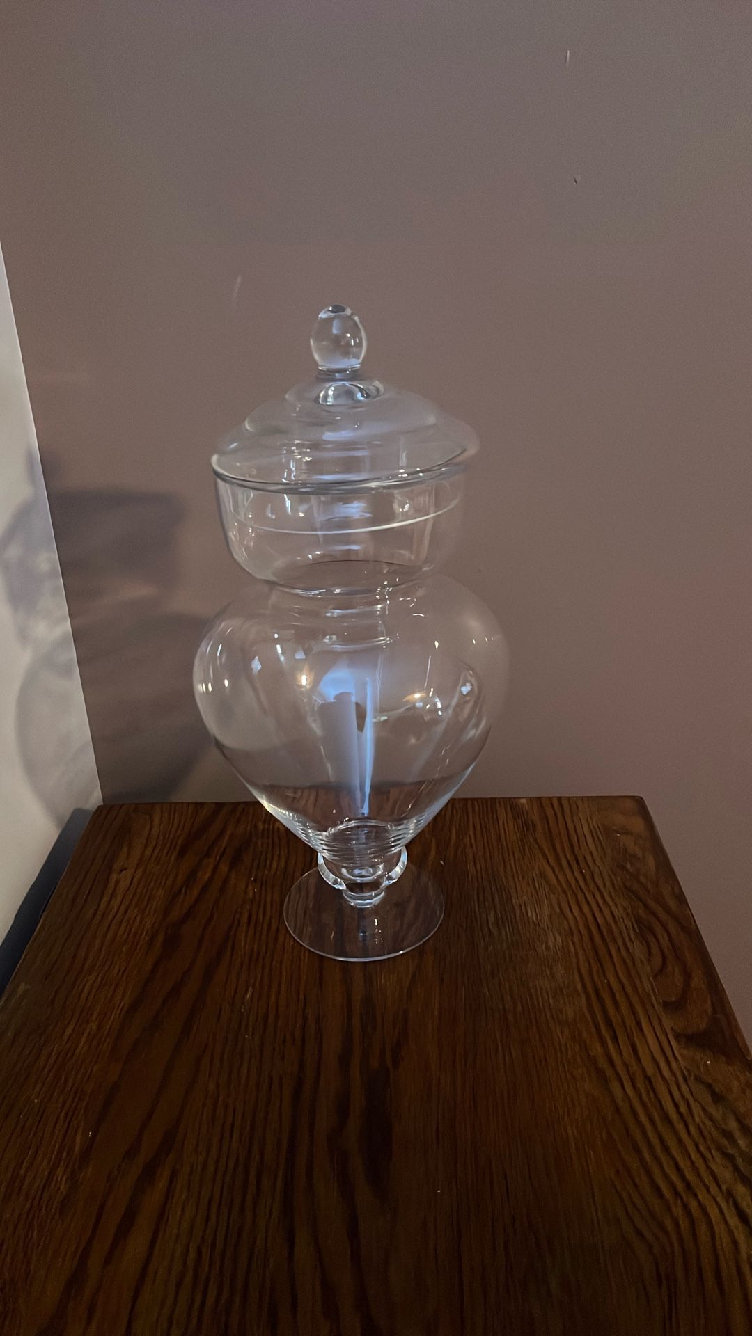 Vintage Clear Glass Footed Apothecary/Candy/Display Jar Large