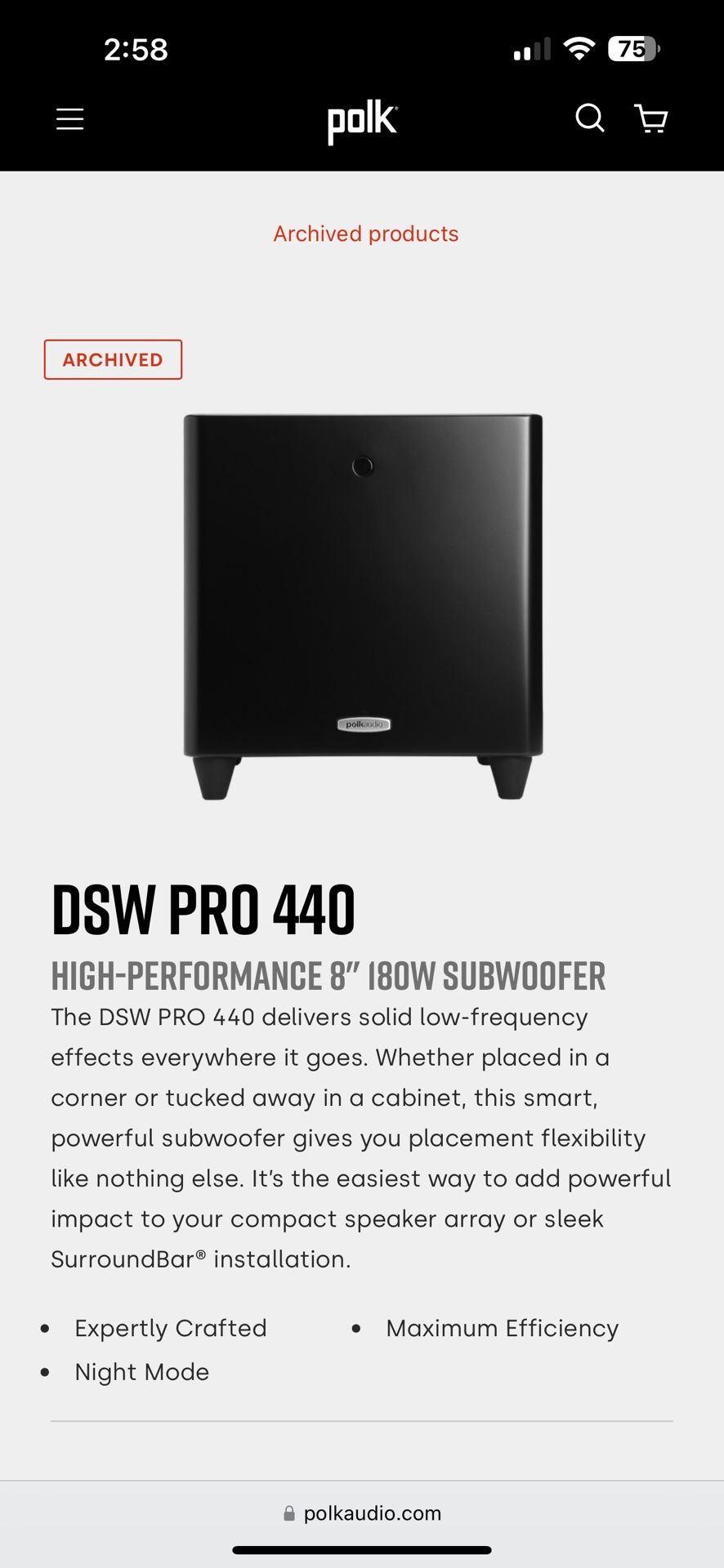 DSW PRO subwoofer (Polkaudio)