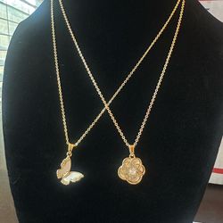 2 14K Gold Plated Necklaces