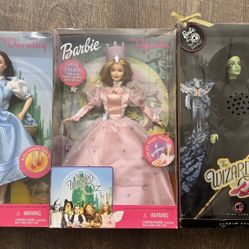 1999 50th Anniversary Barbie Wizard Of Oz Gilda, Dorthy and Wicked Witch