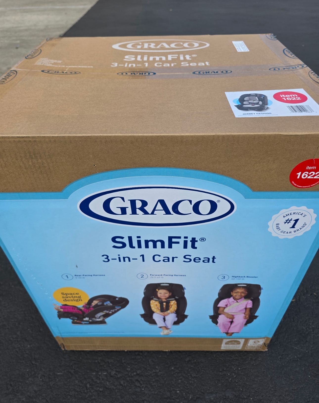 Graco Slimfit 3-in-1 Convertible Car Seat, Ultra-Space-Saving Design, Jarret, 
