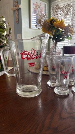 Vintage coors pitcher and glasses