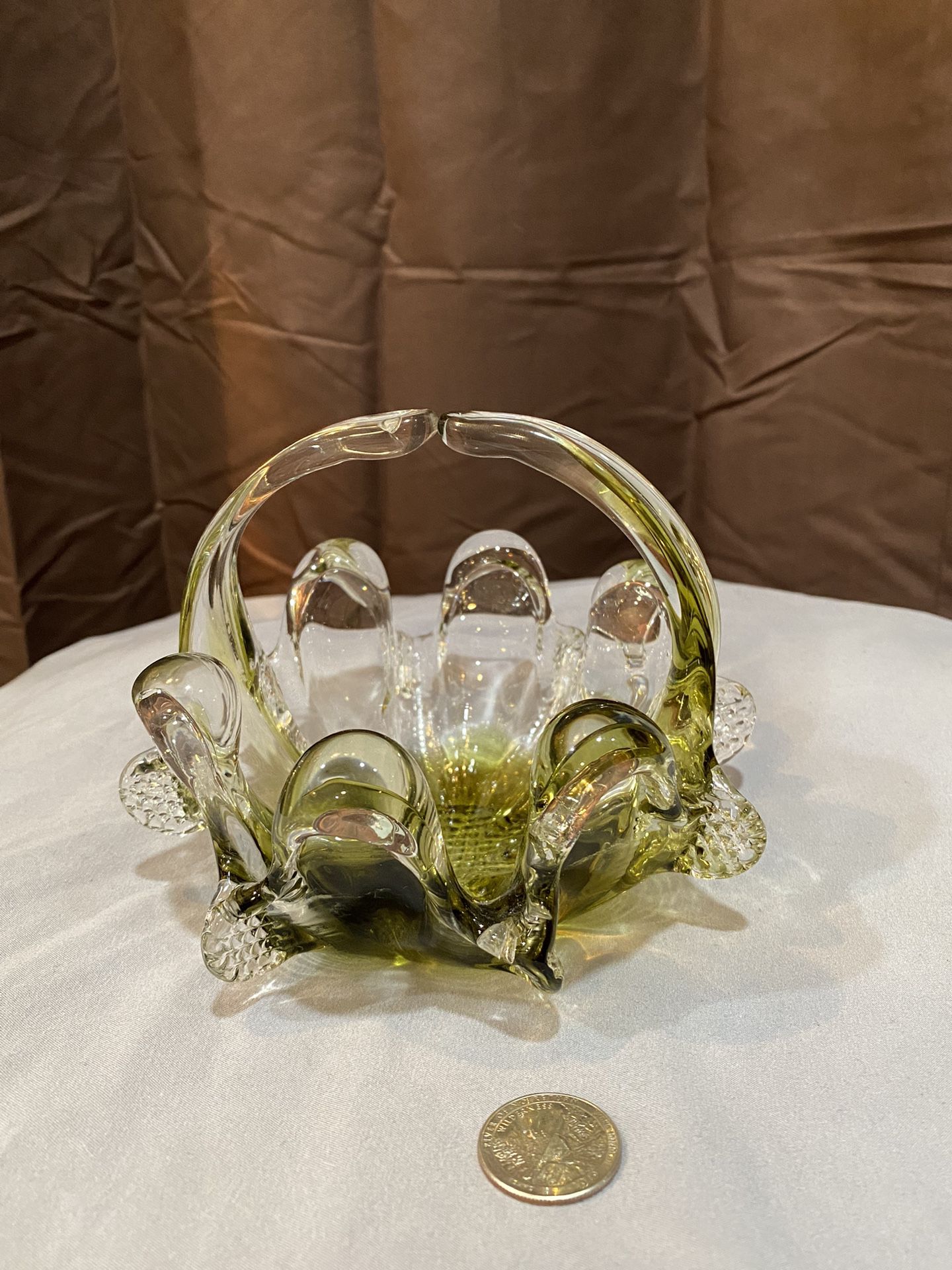 Chalet Whimsy Art Glass Basket 