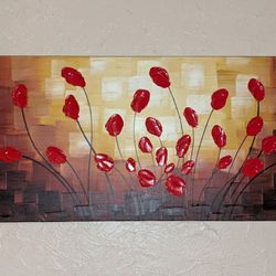 Large Textured Wall Flower Painting 