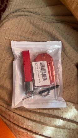 Red Leather Car Key Fob Cover with Wrist Strap. Honda Civic