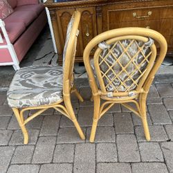 Pair Of Bamboo Rattan Chairs 