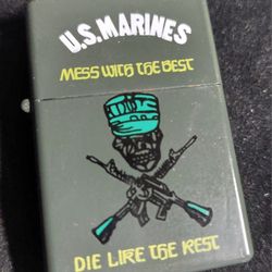 US Marine Corps "Mess With The Best" Skull Design Kingsway Lighter