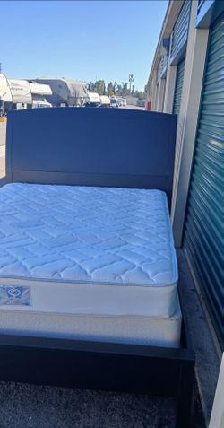 QUEEN BED FRAME WITH BOX AND MATTRESS