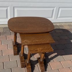 Antique Oak Nesting Table 