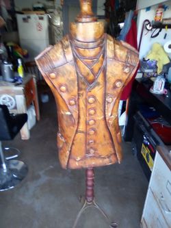 Vintage Paper Mache newsprint Male Bust Mannequin With Stand