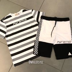 Black pyramid checkered short set