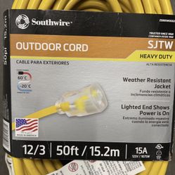 Southwire 50-Foot Hi-Visibility Outdoor Heavy-Duty Extension Cord w/ Power Light Plug
