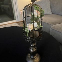 Beautiful Unique Antique Style Black Bird Cage with Peony Roses for you or Someone Special