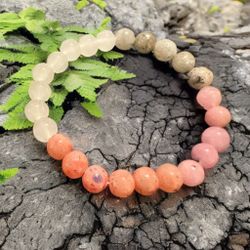 Strawberry & Rose Quartz, Moonstone, Labradorite Bracelet