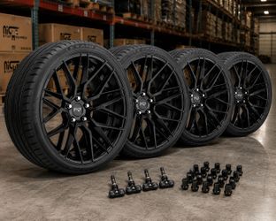 (4) Niche Gamma Matte Black 22x9 5x127 +35mm & Tire Package  Jeep Wrangler Gladiator Dodge Durango