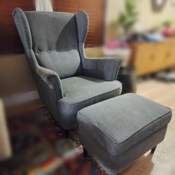 IKEA Strandmon Arm Chair & Ottoman 