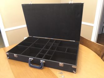 Large Carrying Storage Case with Felt Compartments, Locks with Keys, and Handle