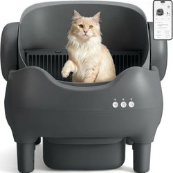 KITPLUS Self Cleaning Litter Box, Automatic Cat Litter Box with APP Control, Odor-Free Waste Disposal Includes Trash Bags, Large Waste Bin, Open-Top