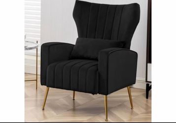 Black velvet chair