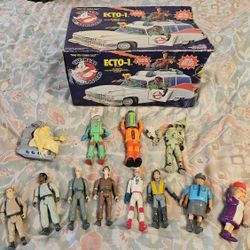 1984 Ghostbusters Figure Lot And Rough Ecto 1 Box