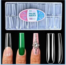 Long Square Nail Tips,240Pcs Clear Full Cover Soft Gel Nail Tips,12 Sizes Pre-Shaped Straight Square Nails,3XL Clear Press On Nail Extensions for Begi