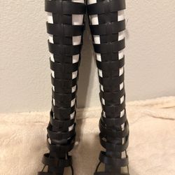 Michael Antonio Black Knee-High Caged Gladiator Heels Size 8.5