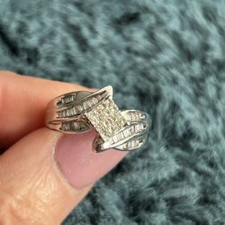 Princess & Baguette Diamond Ring White Gold