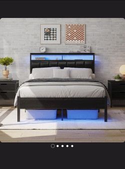 Queen size bed frame in box with lead light