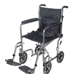 Drive Medical TR37E-SV Lightweight Folding Transport Wheelchair With Swing-Away Footrest, Silver