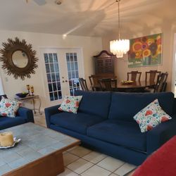 Sofa And Love Seat Deep Blue Super Comfortable 