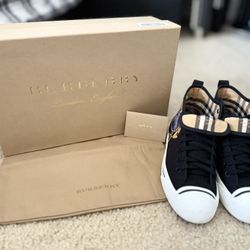 Burberry Embroidered Archive Logo High-Top Sneakers Like New 