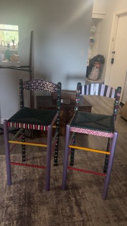 hand painted high chairs ;; 39 x 17 