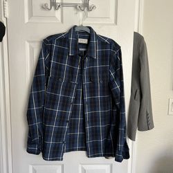 Cotton and Co plaid blue shirt flannel