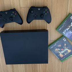 Xbox One X 1TB (2017) + Controllers, Games & Headset – Like New  