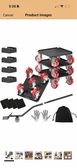 LOYAL TIGER Furniture Dolly, 1000LBS Furniture Movers with Wheels 5-Wheel Carbon Steel Dolly with Lifter,360°Swivel Locking Casters for Sofa,Refrigera