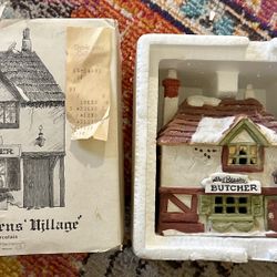 Dept. 56 Shops of Dickens’ Village Series “Bleezer’s Butcher Shop” – 1984 Hand-painted porcelain.