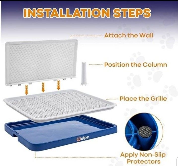 Indoor Pet Toilet with High Wall – 24.8" x 19.3" Pee pad holder for Small & Medium Breeds,