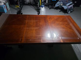 Solid Table with Glass Protector
