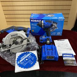 Kobalt 24-volt  6-1/2-in Brushless Cordless Circular Saw , Impact , Battery & charger 