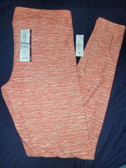 Time and Tru High Rise Knit Leggings. Women's Leggings. Orange Leggings. Stripe Leggings. Soft.
