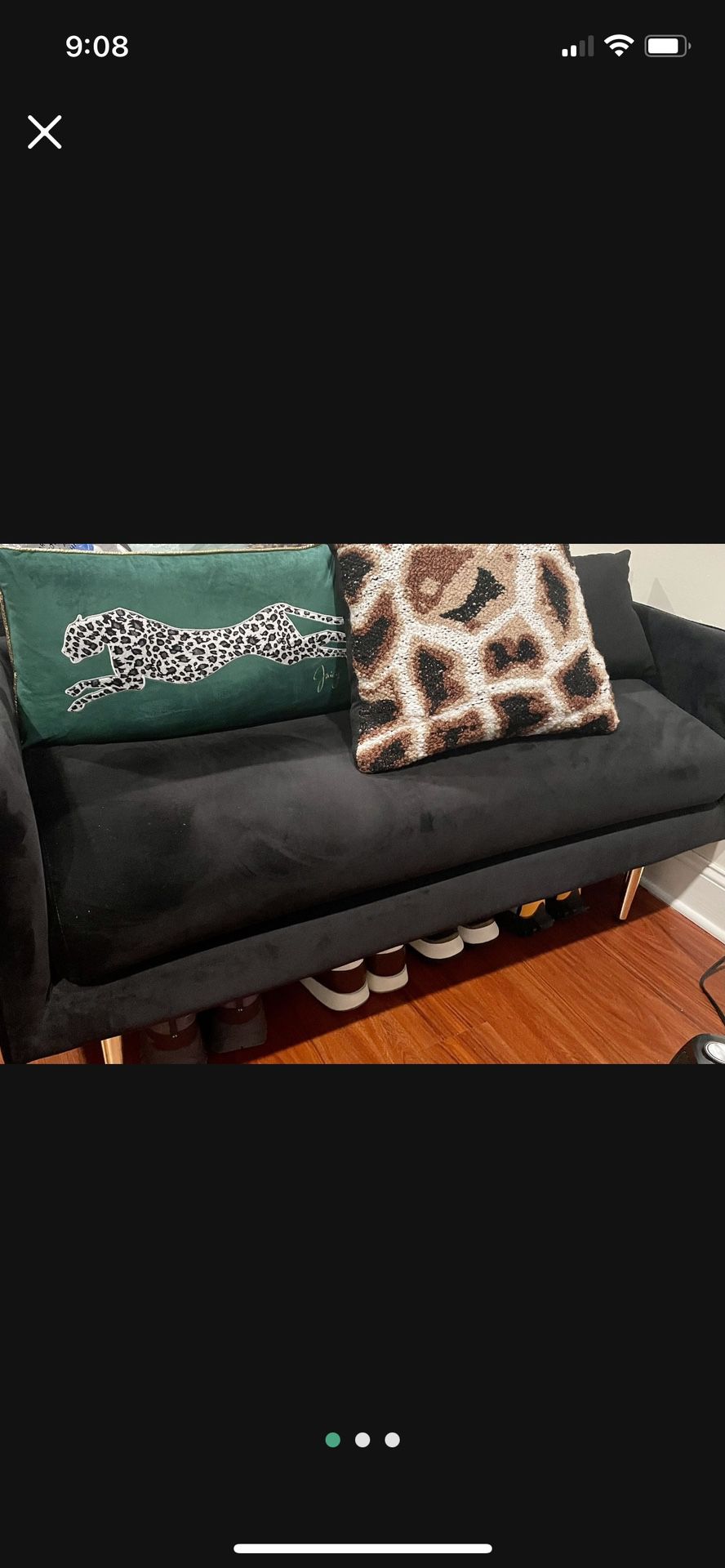 Black Velvet Upholstered Bench