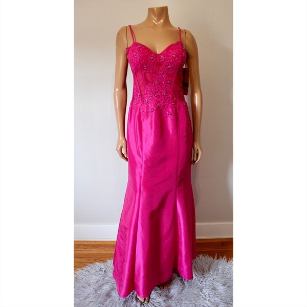 💕 Hot Pink Lace Corset Dress 👗 Showroom Sample