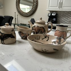 5 Piece Handmade Signed Southwest Motif Yea Set