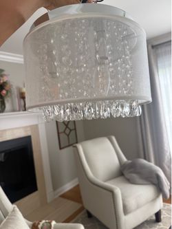 Flush mount crystal chandelier