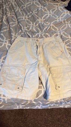 White cargo 8-ball shorts