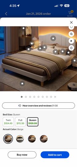Queen size bed frame with night light